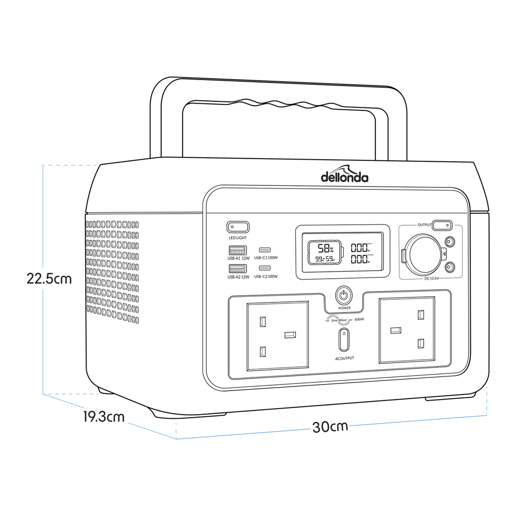Dellonda Portable Power Station 600W