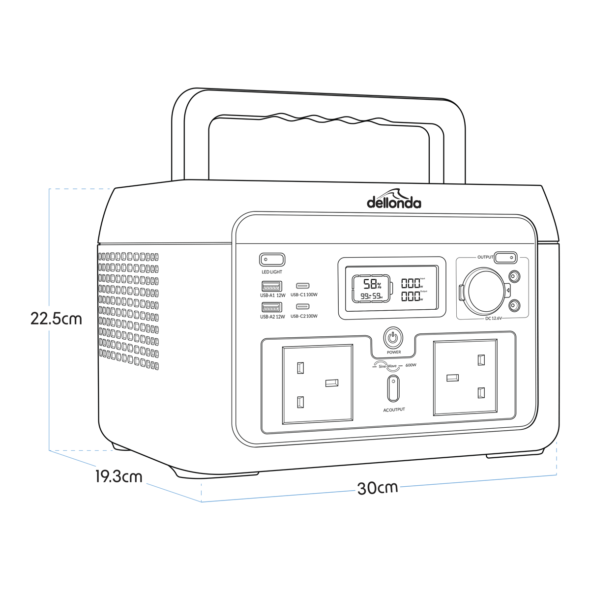 Dellonda Portable Power Station 600W