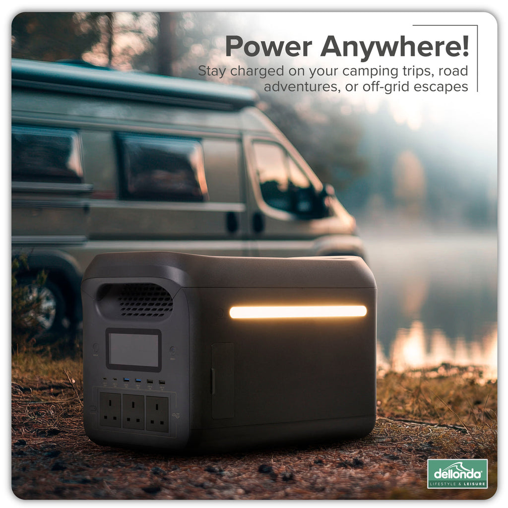 Dellonda Portable Power Station with Foldable Solar Panel, 1800W (DL180)