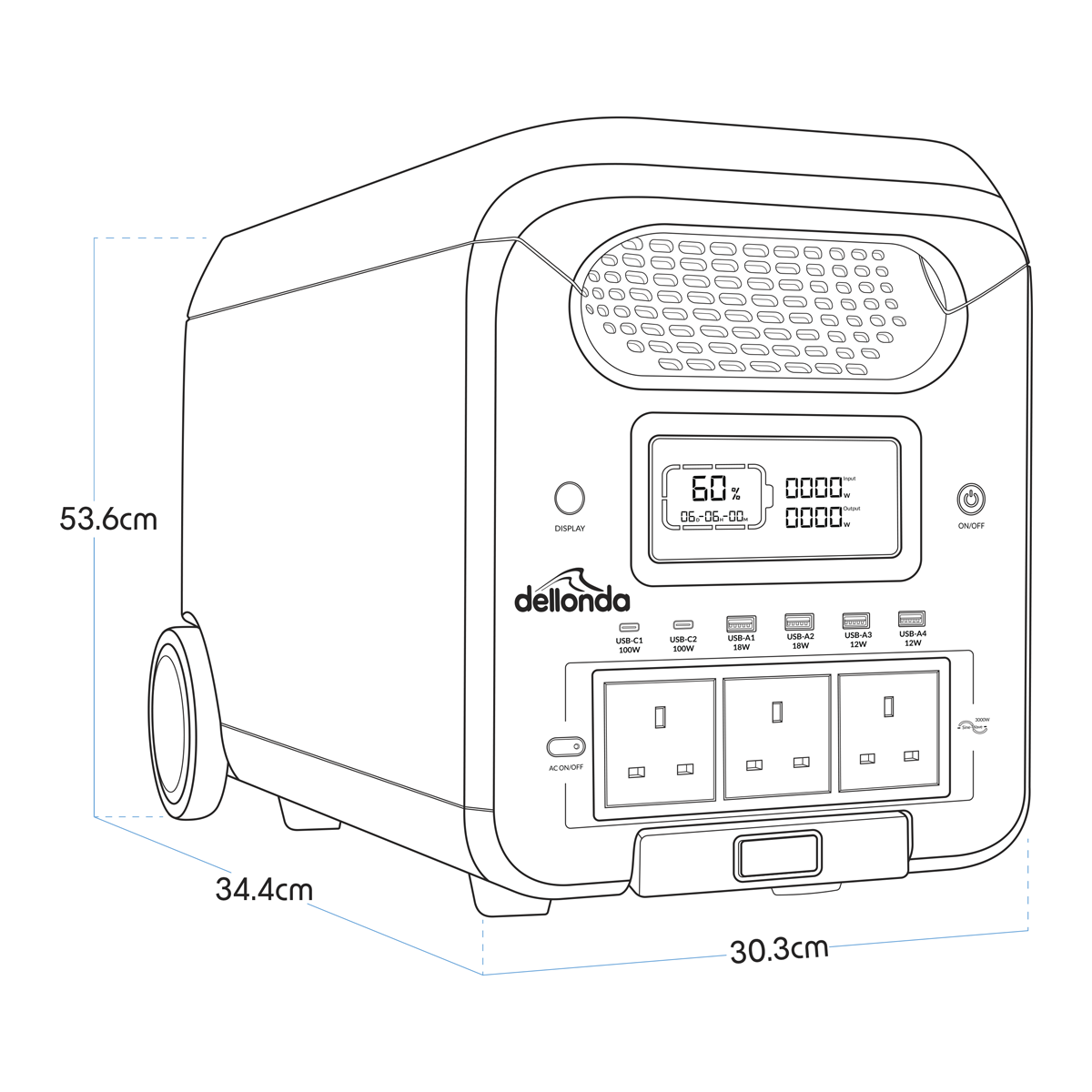 Dellonda Portable Power Station 3000W