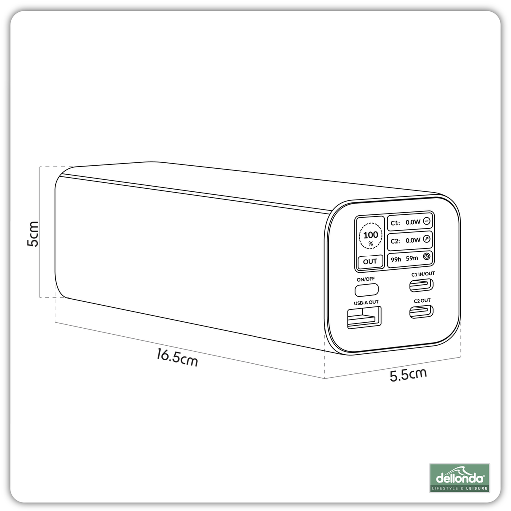 Dellonda Portable Power Bank 140W 27000mAh (DL168)