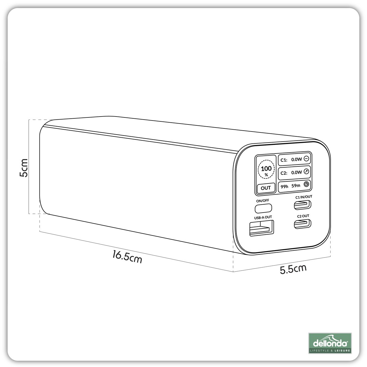 Dellonda Portable Power Bank 140W 27000mAh (DL168)