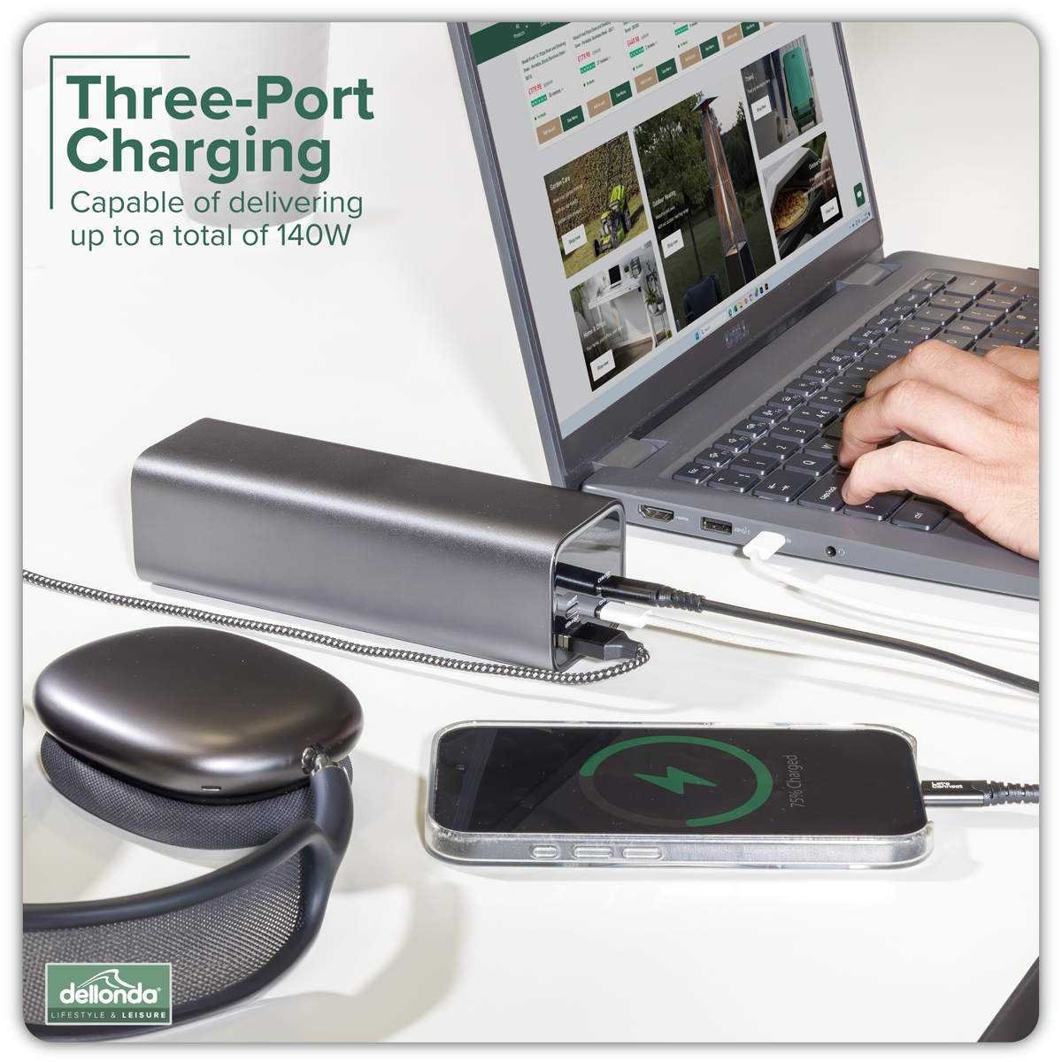 Dellonda Portable Power Bank 140W 27000mAh (DL168)