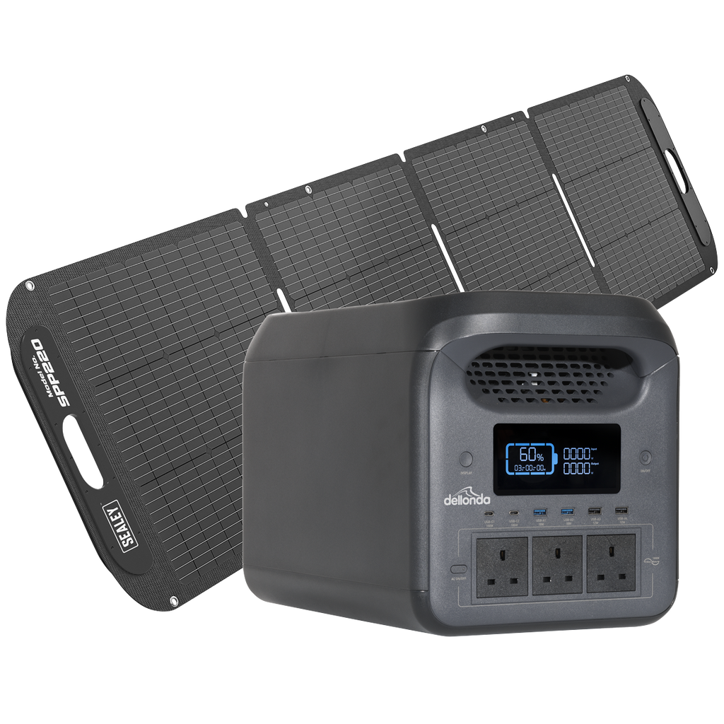 Dellonda Portable Power Station with Foldable Solar Panel, 1800W (DL180)