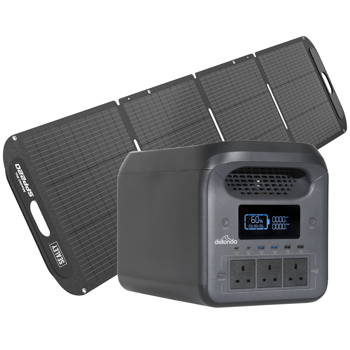 Dellonda Portable Power Station with Foldable Solar Panel, 1800W (DL180)