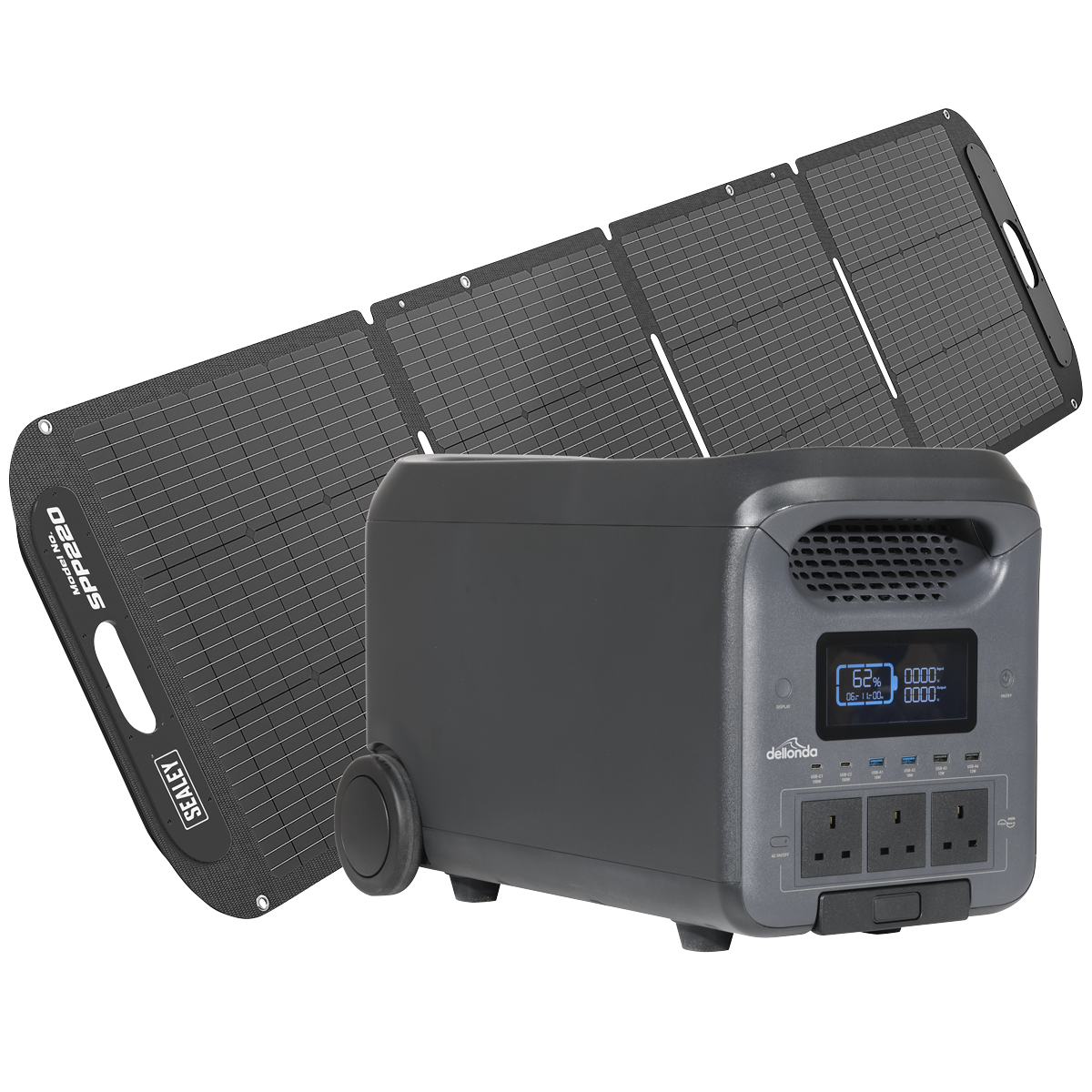 Dellonda Portable Power Station with Foldable Solar Panel, 3000W (DL181)