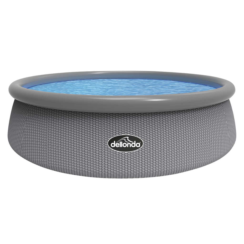 Dellonda Inflatable Swimming Pool with Filter Pump 15ft, Grey Rattan Effect (DL18) (Factory Refurbished A)