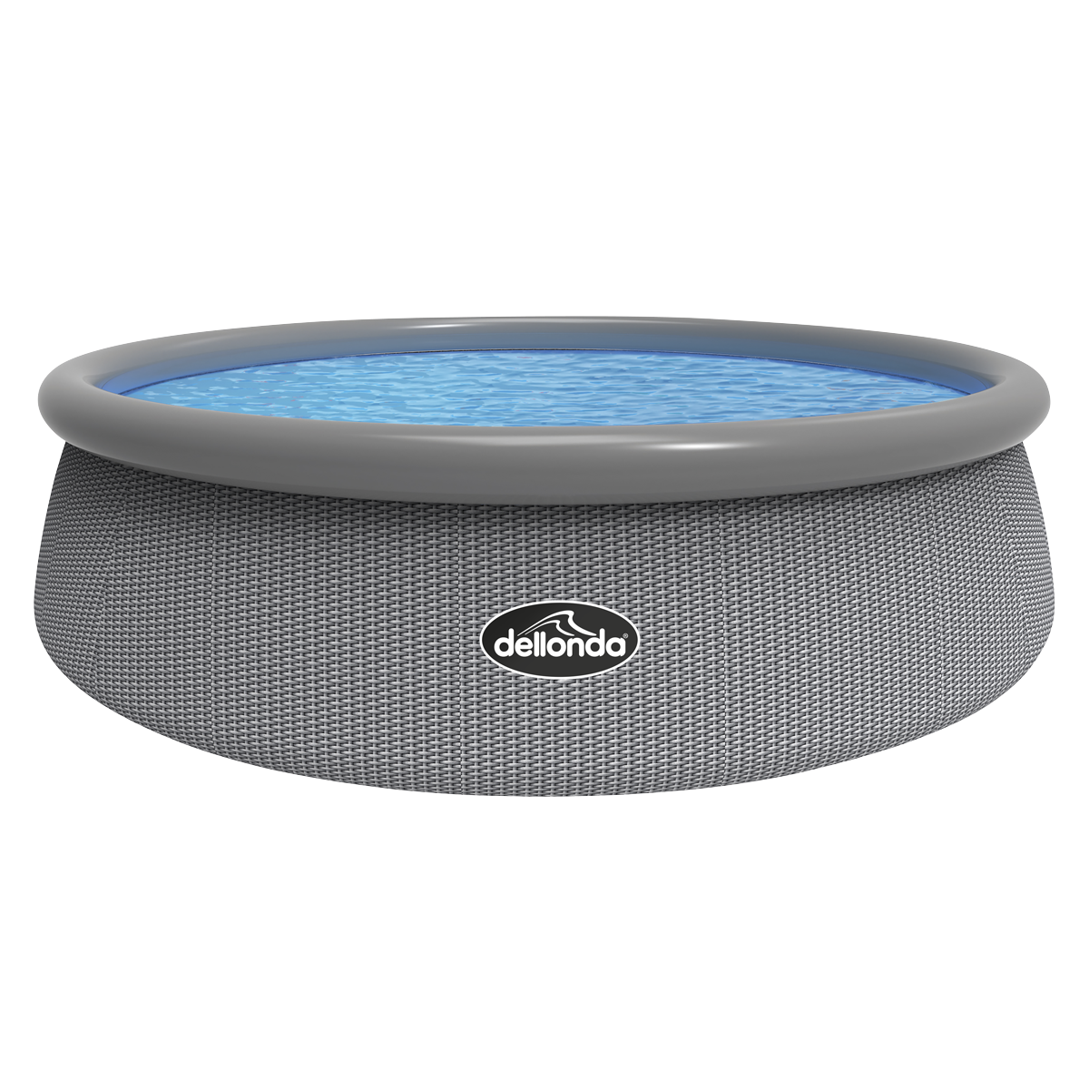 Dellonda Inflatable Swimming Pool with Filter Pump 15ft, Grey Rattan Effect (DL18) (Factory Refurbished A)