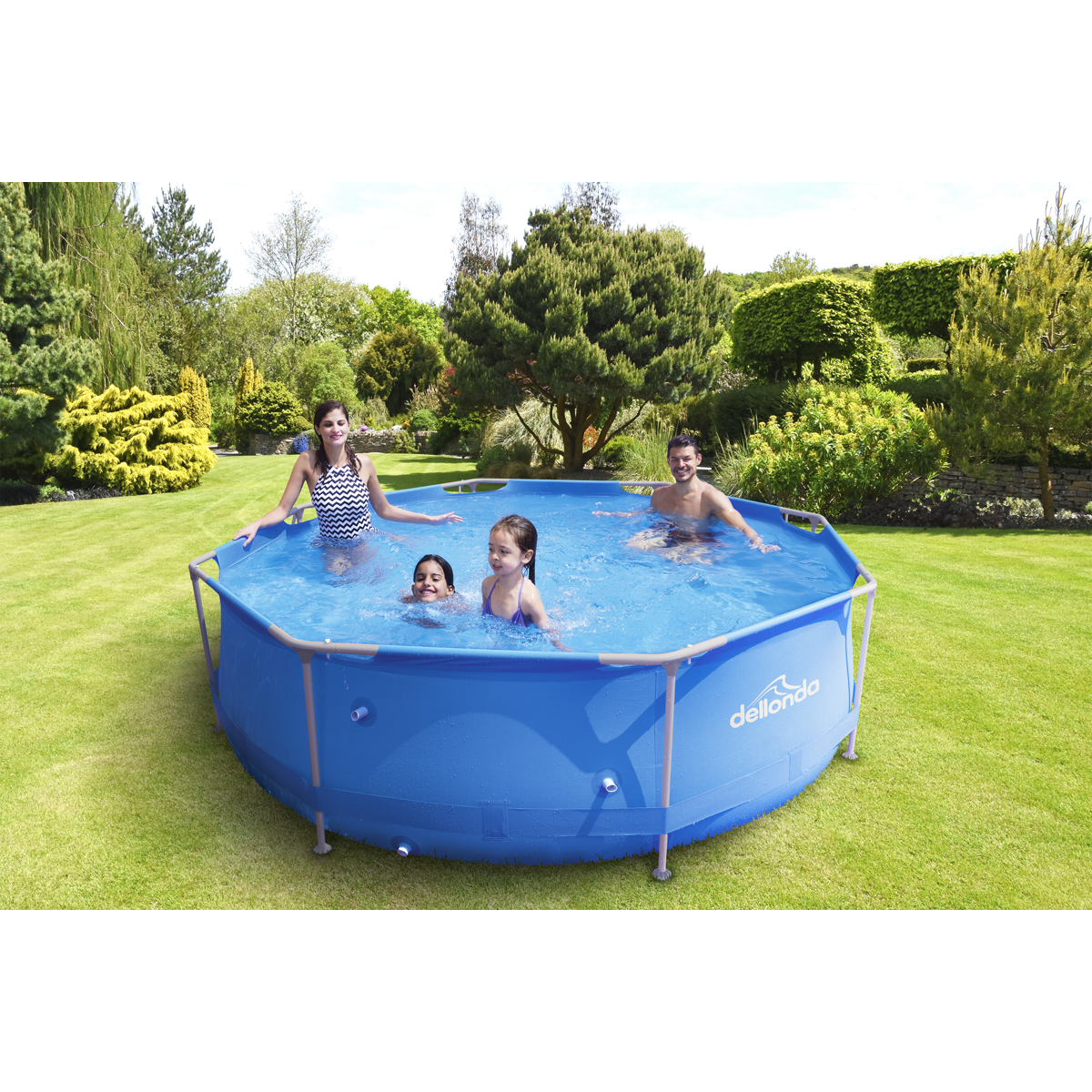 Dellonda Steel Frame Swimming Pool with Filter Pump 10ft, Blue (DL19)