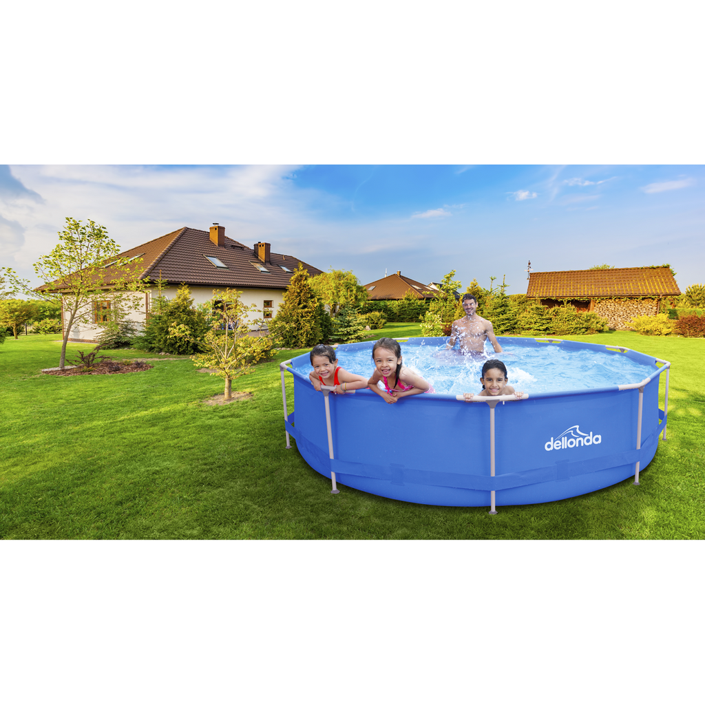 Dellonda Steel Frame Swimming Pool with Filter Pump 12ft, Blue (DL20)