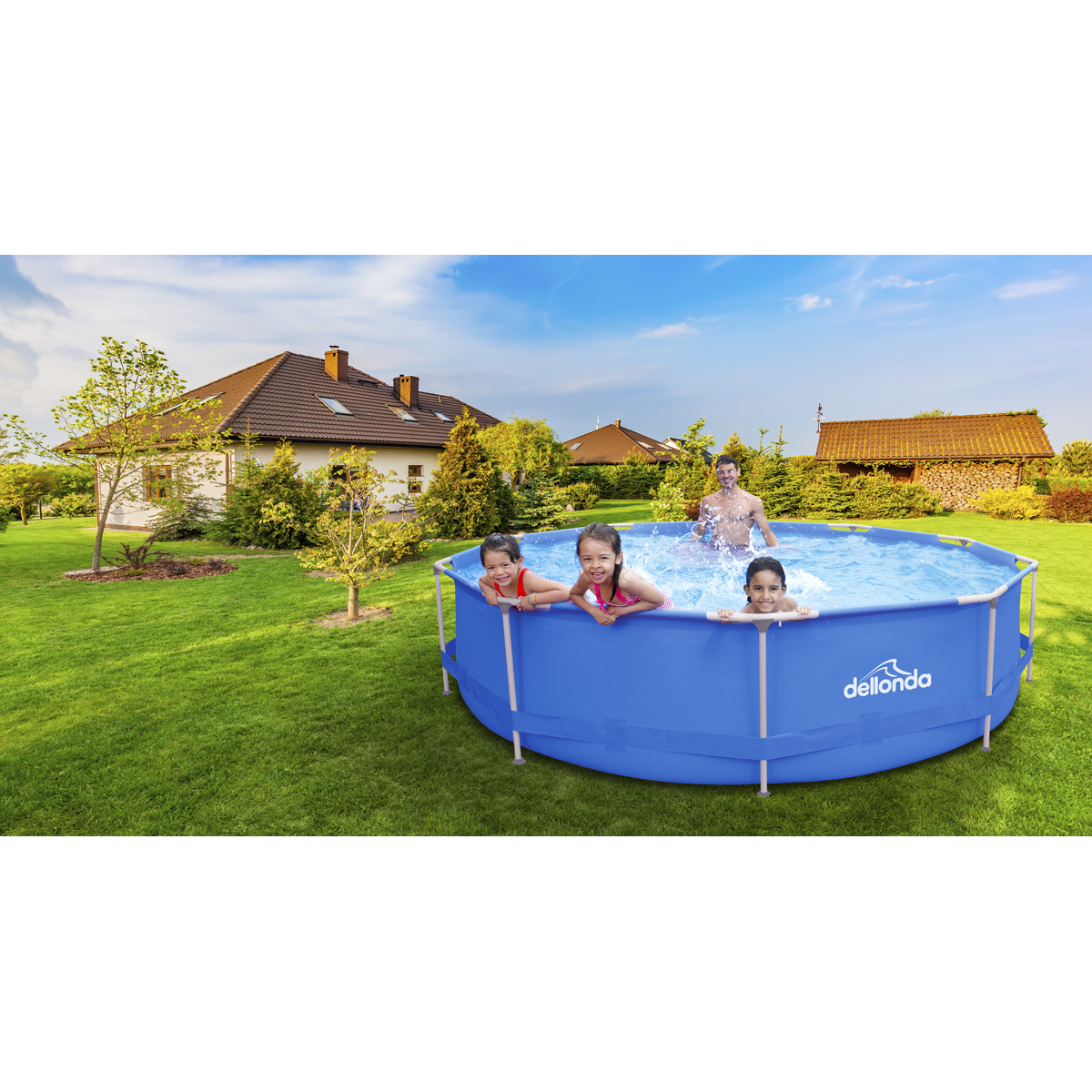 Dellonda Steel Frame Swimming Pool with Filter Pump 12ft, Blue (DL20)