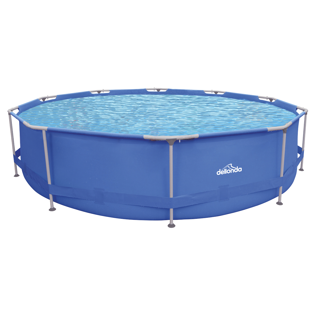 Dellonda Steel Frame Round Swimming Pool with Filter Pump 12ft - Blue