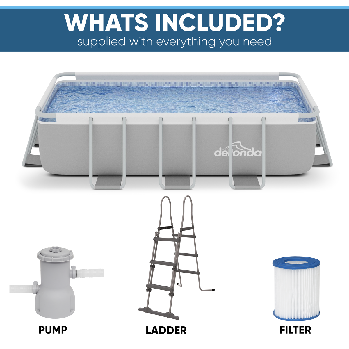 Dellonda Deluxe Steel Frame Swimming Pool with Filter Pump 13ft