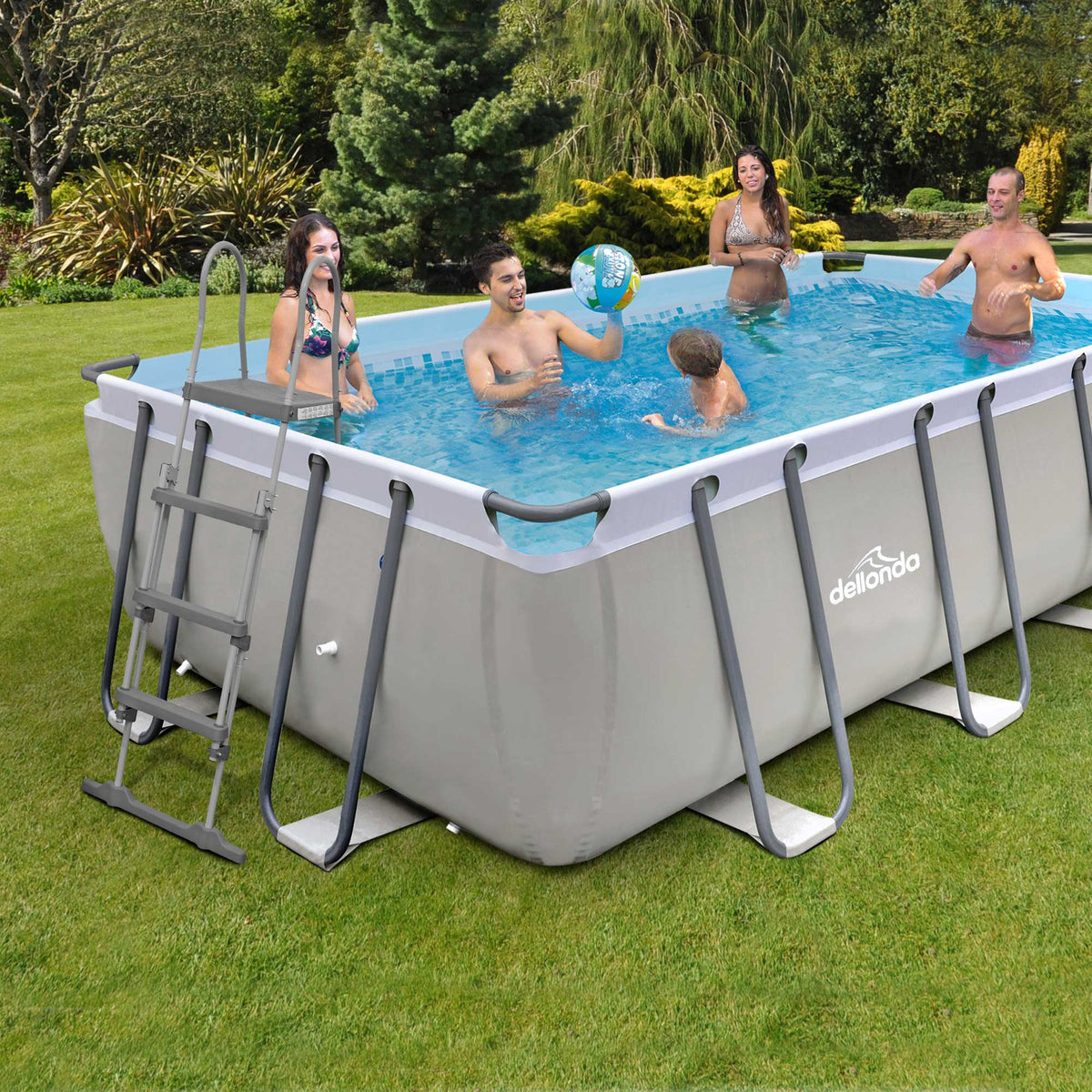 Dellonda Deluxe Steel Frame Swimming Pool with Filter Pump 18ft, Grey (DL22)