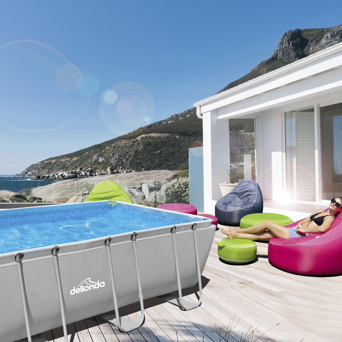 Dellonda Deluxe Steel Frame Swimming Pool with Filter Pump 18ft, Grey (DL22)