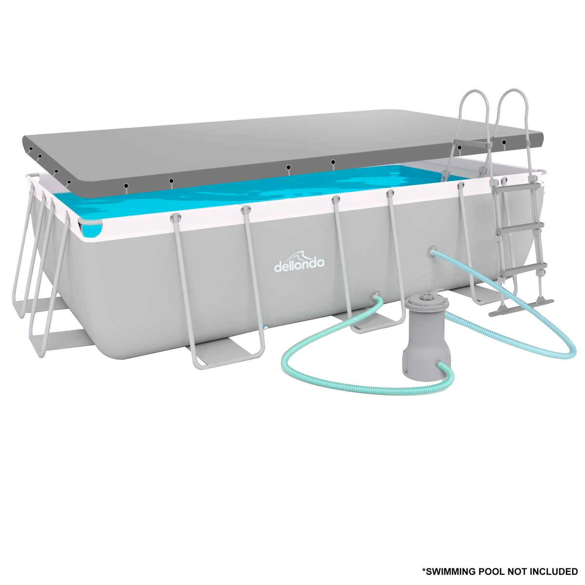 Dellonda Rectangular Swimming Pool Top Cover with Rope Ties for DL21 (DL42)