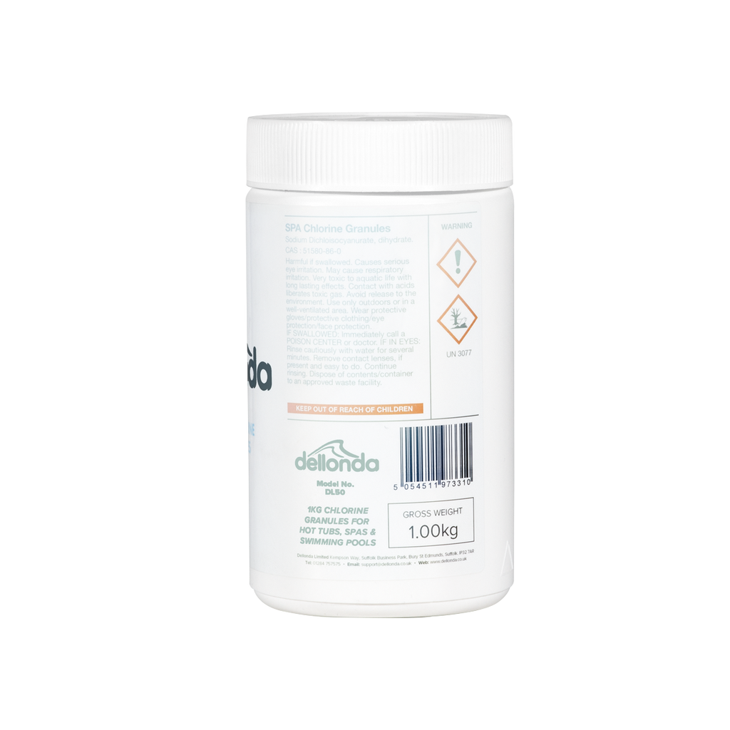 Dellonda Hot Tub/Spa/Pool Chlorine Granules 1kg (DL50)