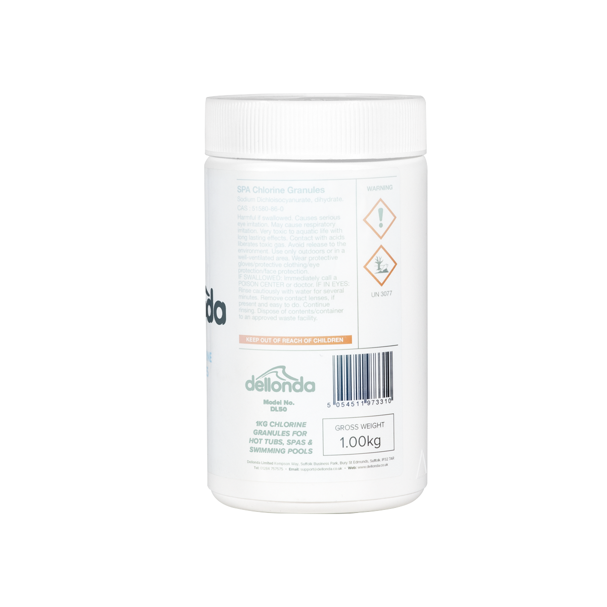 Dellonda Hot Tub/Spa/Pool Chlorine Granules 1kg (DL50)