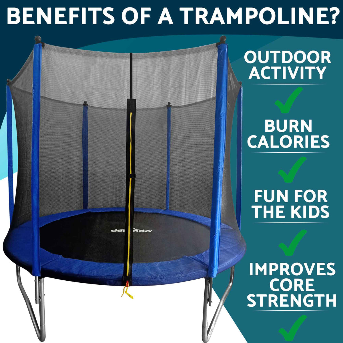 Dellonda Heavy-Duty 8ft Outdoor Trampoline with Safety Enclosure (DL67) (Factory Refurbished B)