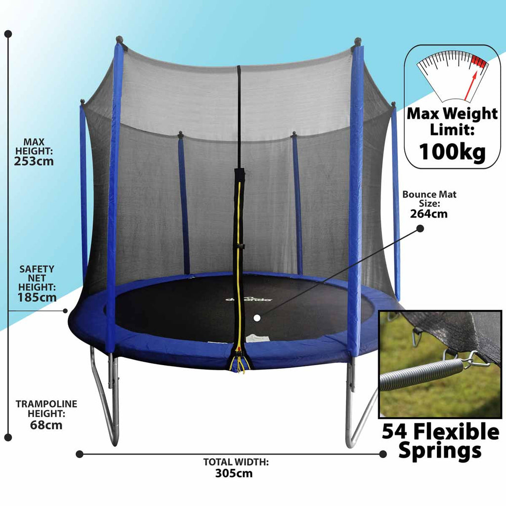 Dellonda Heavy-Duty 10ft Outdoor Trampoline with Anchors & Ladder (DL94)