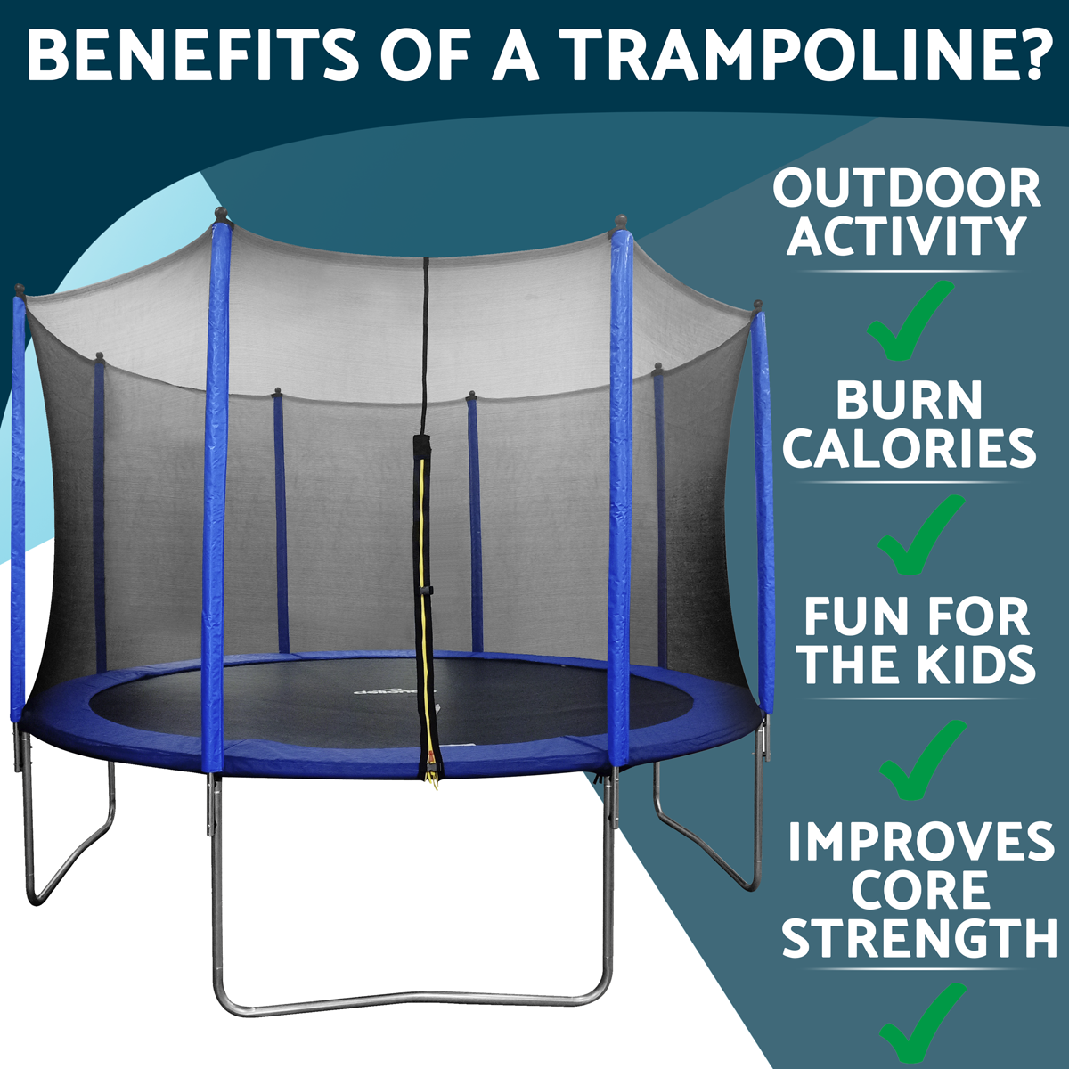 Dellonda DL69 Heavy-Duty 12ft Outdoor Trampoline with Safety Enclosure