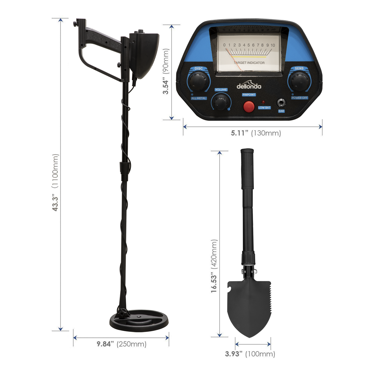Dellonda Lightweight Metal Detector with High Accuracy Pinpoint Function (DL6)