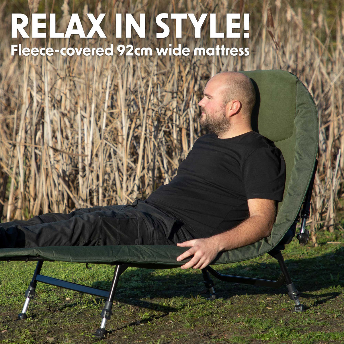 Dellonda Deluxe Wide Adjustable Bedchair with Fleece Mattress & Pillow (DL78) (Factory Refurbished A)