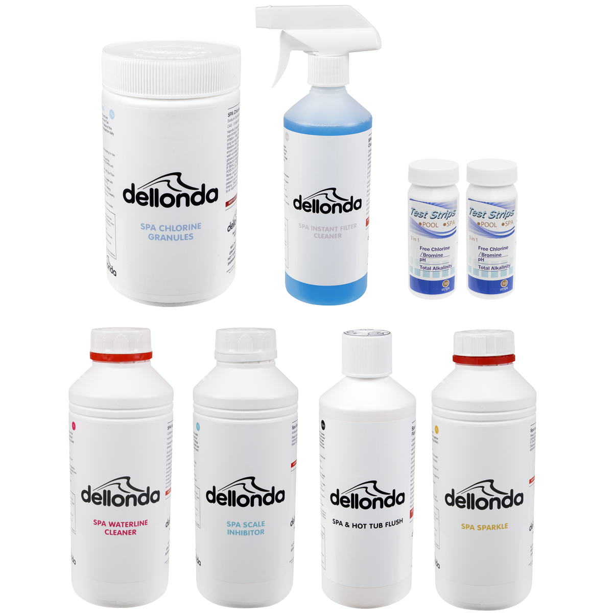 Dellonda Hot Tub/Spa Master Kit with 6 Chemicals & Test Strips