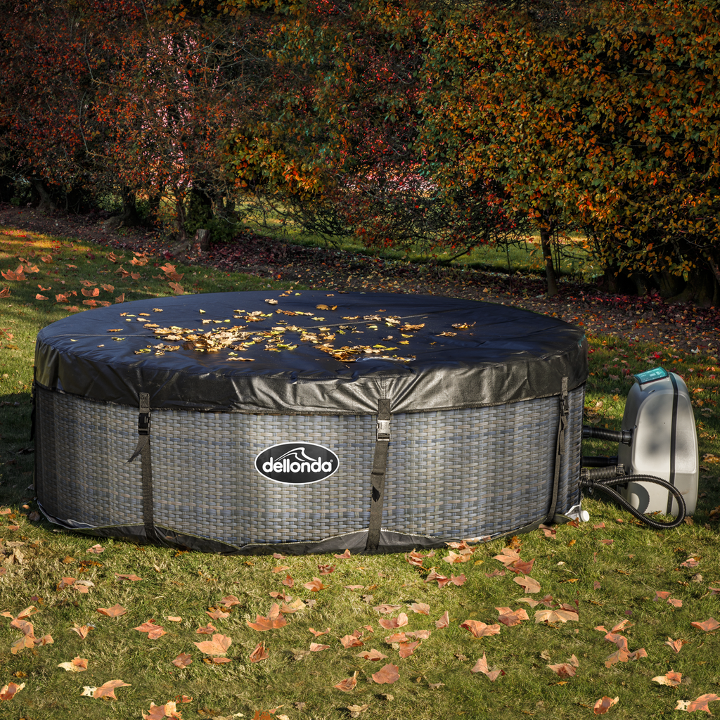 Dellonda 2-4 Person Inflatable Hot Tub/Spa with Smart Pump - Rattan Effect