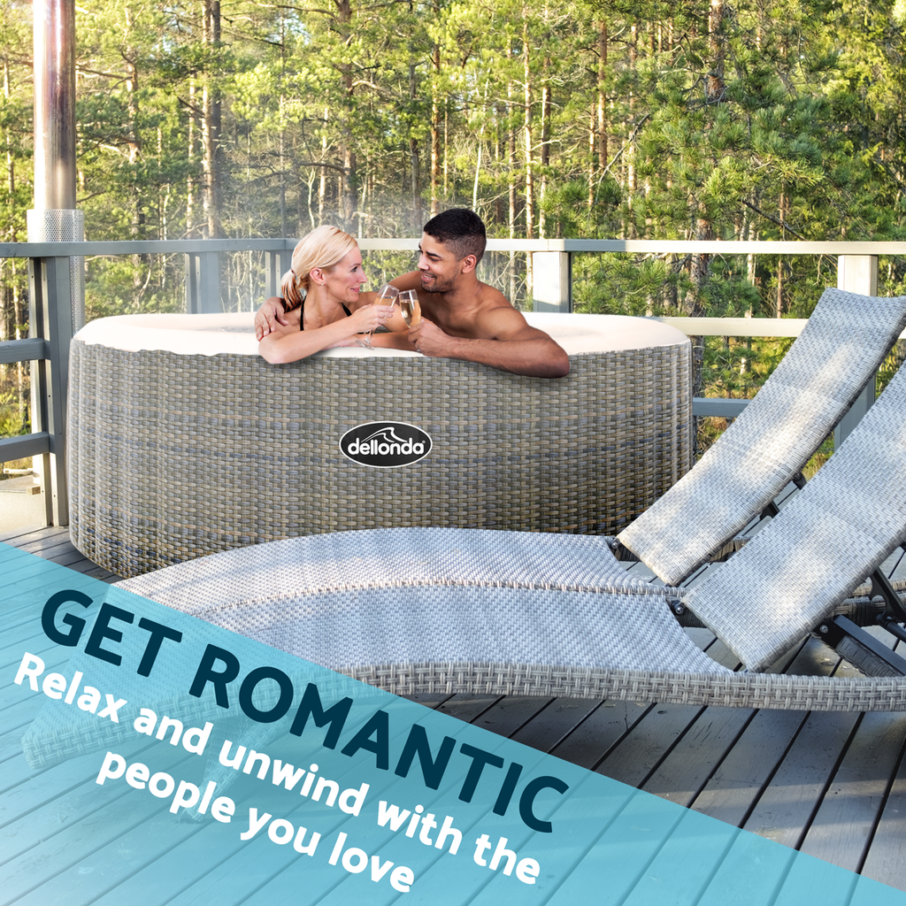 Dellonda 4-6 Person Inflatable Hot Tub/Spa with Smart Pump - Rattan Effect