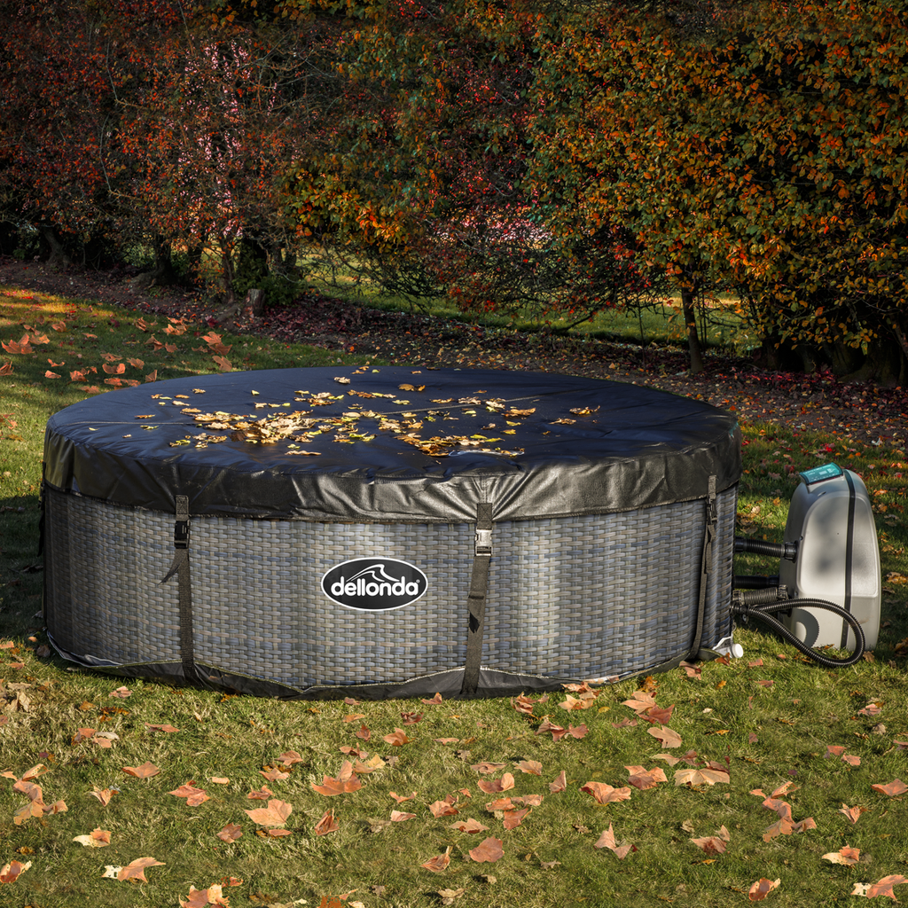 Dellonda 4-6 Person Inflatable Hot Tub/Spa with Smart Pump - Rattan Effect