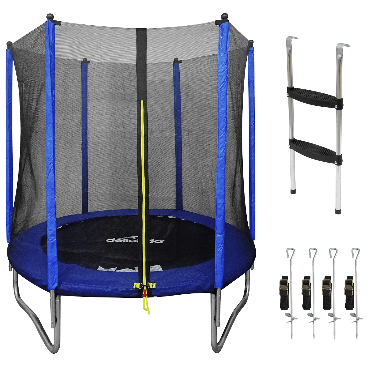 Dellonda Heavy-Duty Outdoor Trampoline with Safety Enclosure Net, Anchors & Ladder 6ft