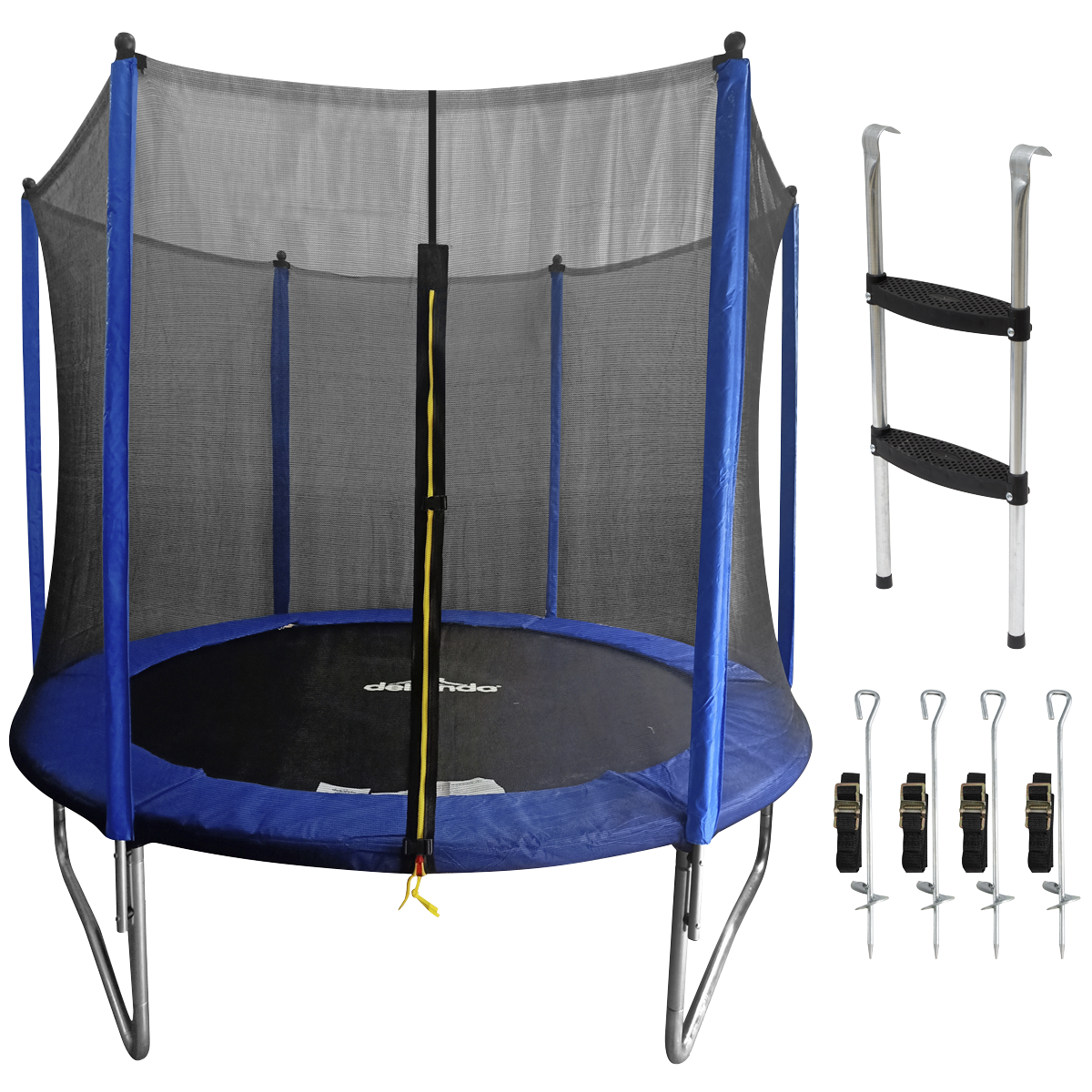 Dellonda Heavy-Duty Outdoor Trampoline with Safety Enclosure Net, Anchors & Ladder 8ft