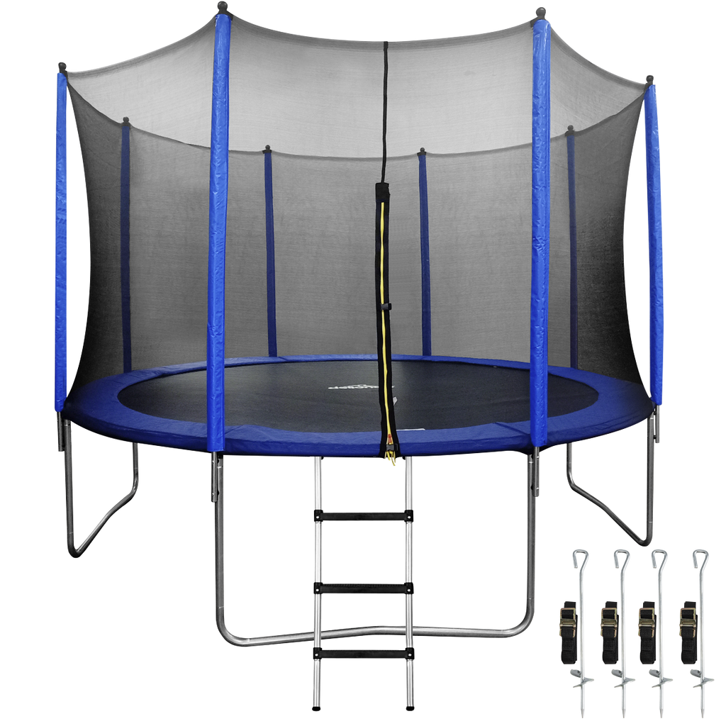 Dellonda DL95 Heavy-Duty 12ft Outdoor Trampoline with Safety Enclosure, Anchors &amp; Ladder