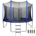 Dellonda DL95 Heavy-Duty 12ft Outdoor Trampoline with Safety Enclosure, Anchors &amp; Ladder