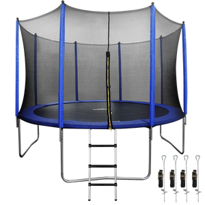 Dellonda DL95 Heavy-Duty 12ft Outdoor Trampoline with Safety Enclosure, Anchors &amp; Ladder