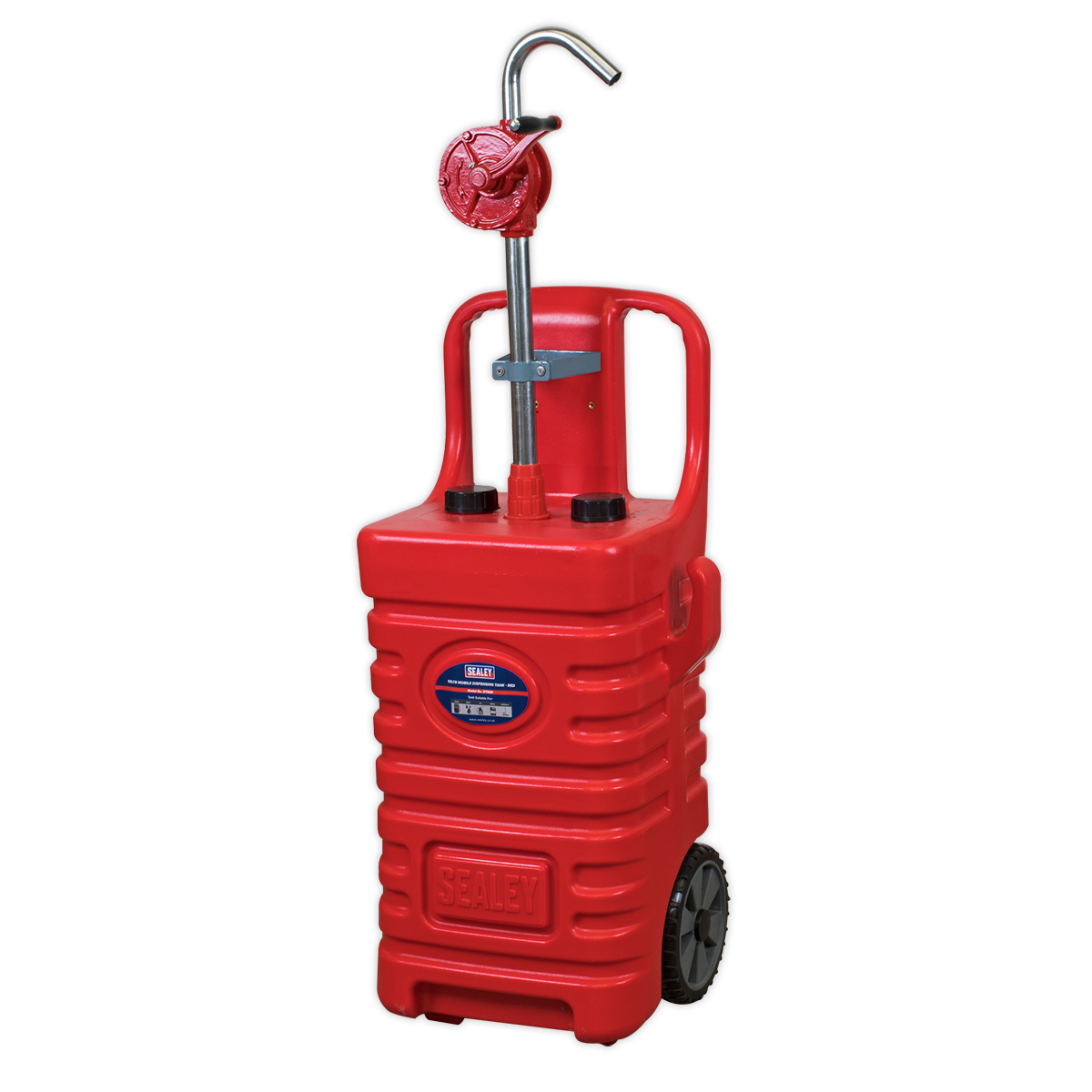 Mobile Dispensing Tank with Oil Rotary Pump 55L - Red