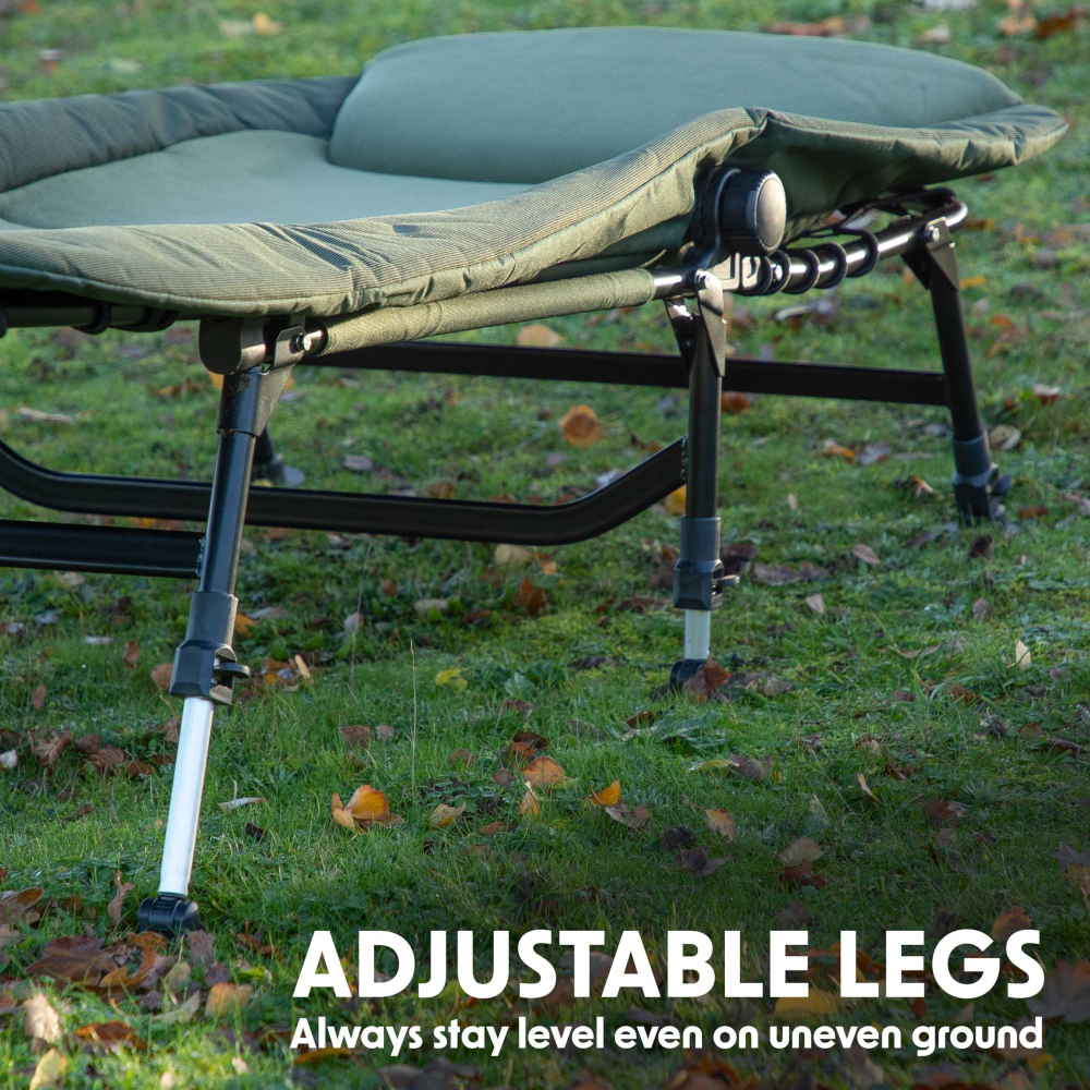 Dellonda DL77 Portable Adjustable Folding Bed Camping Chair Seat Fleece Mattress Pillow, Green
