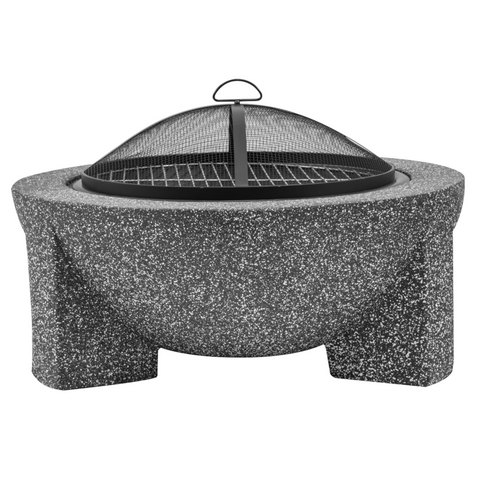 Dellonda Round MgO Outdoor Fire Pit with BBQ Grill 75cm - Dark Grey - B