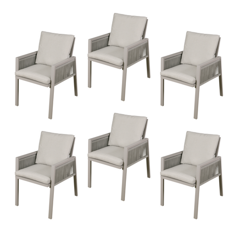 Dellonda Fusion Dining Chairs with Armrests 6 Pack - Light Grey - B