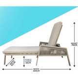 Dellonda Fusion Adjustable Sun Lounger with Armrests - Light Grey - B