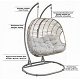 Dellonda Double Pod Rattan Hanging Swing Egg Chair & Cushions - B