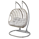 Dellonda Double Pod Rattan Hanging Swing Egg Chair & Cushions - A