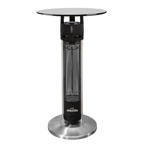 Dellonda Bistro Bar Table with Heater 1600W - Black/Stainless Steel - B