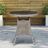 Dellonda Chester Rattan Dining Table with Tempered Glass 70cm - A