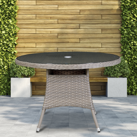 Dellonda Chester Rattan Dining Table with Tempered Glass 135cm - B