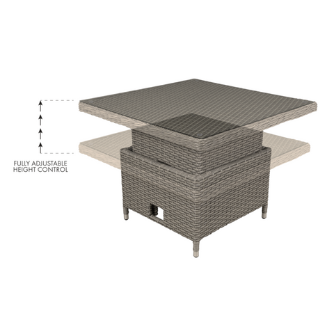 Dellonda Chester Rattan Dining Table with Tempered Glass 90cm - B
