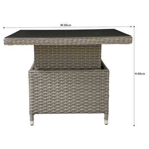 Dellonda Chester Rattan Dining Table with Tempered Glass 90cm - B