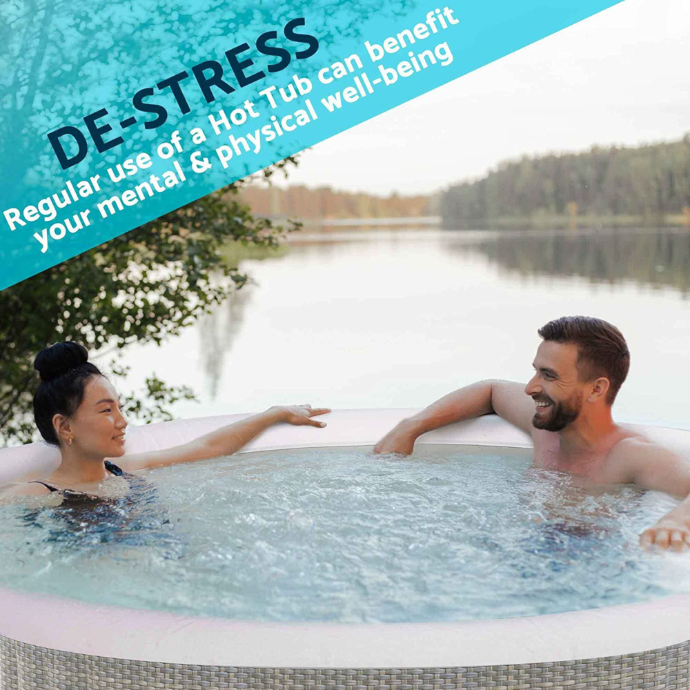 Dellonda DL91 Outdoor Inflatable Hot Tub Spa 4-6 People with Smart Pump Rattan Effect