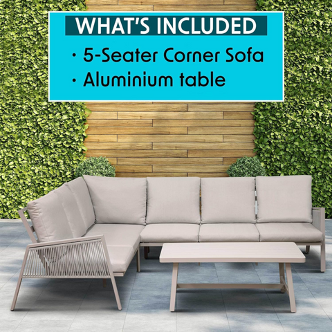 Dellonda Fusion 4-Piece Outdoor Corner Sofa & Table Set - C